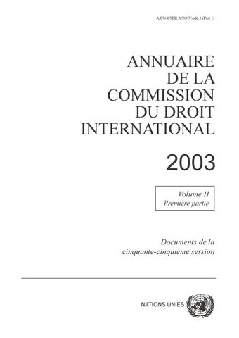 image of Annuaire de la Commission du Droit International 2003, Vol. II, partie 1