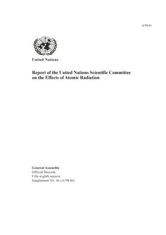 image of Report of the United Nations Scientific Committee on the Effects of Atomic Radiation (UNSCEAR) 2003