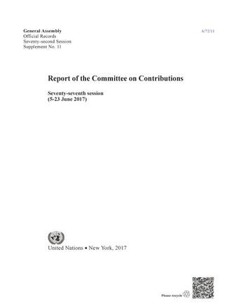 image of Report of the Committee on Contributions Seventy-Seventh Session (5-23 June 2017)