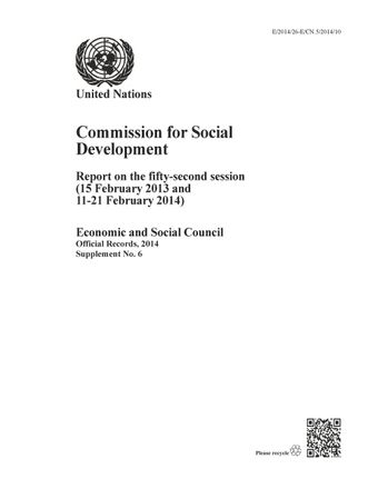 image of Report of the Commission for Social Development on the Fifty-second Session (15 February 2013 and 11-21 February 2014)