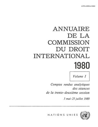 image of Annuaire de la Commission du Droit International 1980, Vol. I