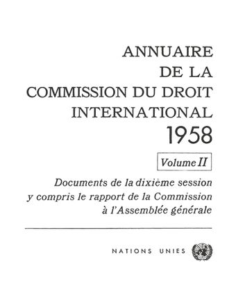 image of Annuaire de la Commission du Droit International 1958, Vol. II