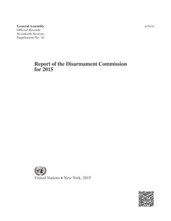 image of Report of the Disarmament Commission for 2015