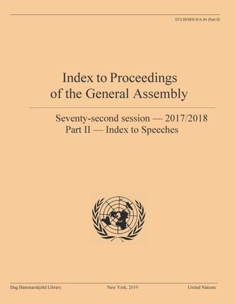 image of Index to Proceedings of the General Assembly 2017/2018