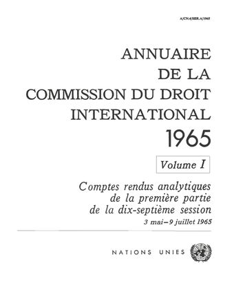 image of Annuaire de la Commission du Droit International 1965, Vol. I