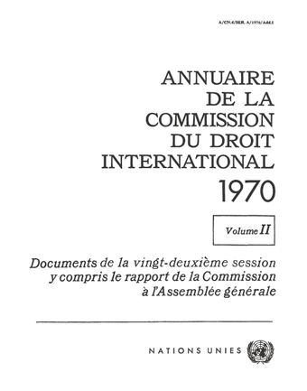 image of Annuaire de la Commission du Droit International 1970, Vol. II