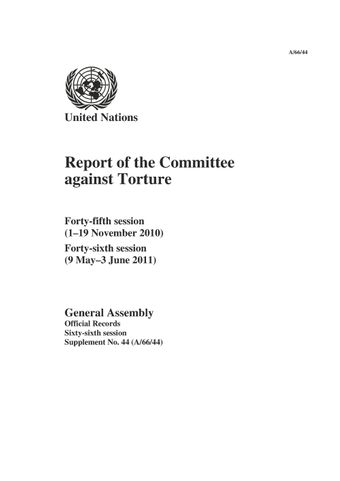 image of Report of the Committee Against Torture