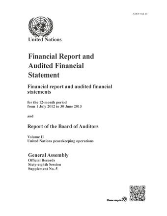 image of Financial report on the United Nations peacekeeping operations for the period from 1 July 2012 to 30 June 2013