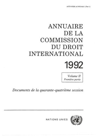 image of Annuaire de la Commission du Droit International 1992, Vol. II, Partie 1