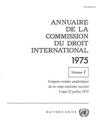 image of Annuaire de la Commission du Droit International 1975, Vol. I