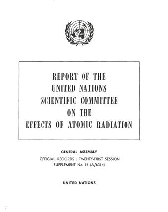 image of Report of the United Nations Scientific Committee on the Effects of Atomic Radiation (UNSCEAR) 1966