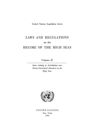 image of Laws and Regulations on the Regime of the High Seas: Volume II