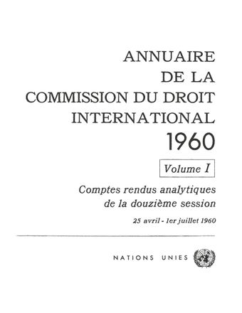 image of Annuaire de la Commission du Droit International 1960, Vol. I