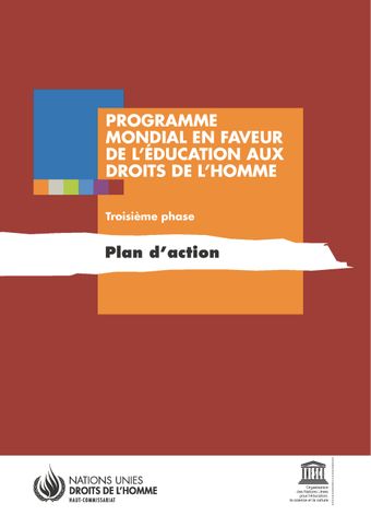 image of Programme mondial en faveur de l’éducation aux droits de l’homme: Plan d’action, troisième phase